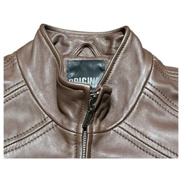 Nicole Miller Original Leather Jacket Brown Ladies Size XL - Picture 4 of 16